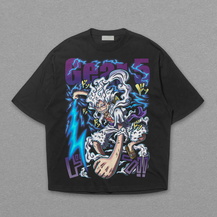 Camiseta Oversized: Luffy Gear 5 - God Nika Mode