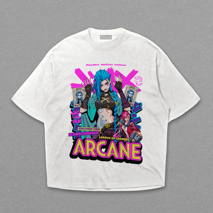 Camiseta Oversized: Arcane - Jinx Revolução Explosiva
