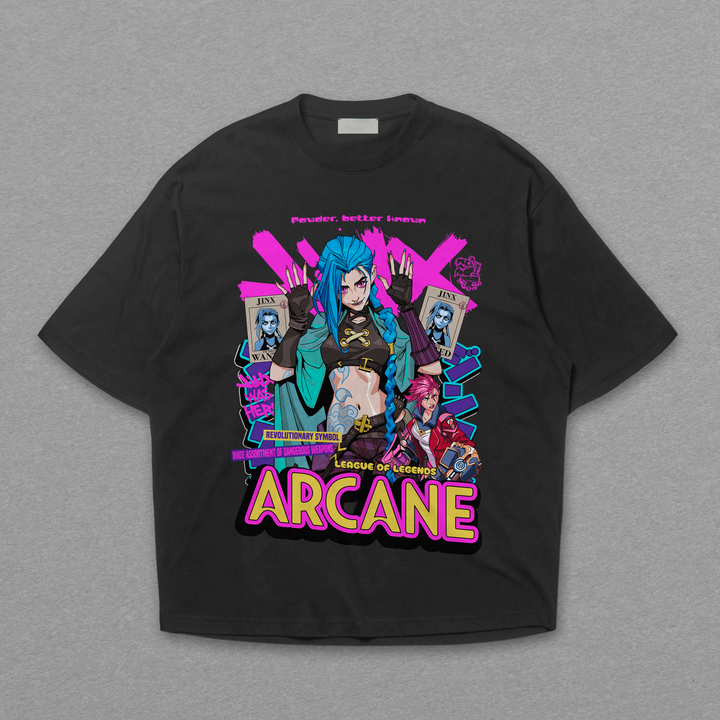 Camiseta Oversized: Arcane - Jinx Revolução Explosiva